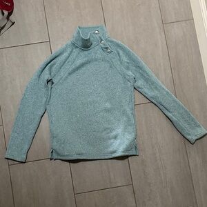 Eddie Bauer Teal Button-Shoulder Turtleneck Pullover